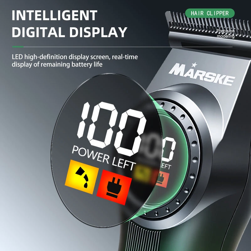 MARSKE MS-5081 Digital Electric Hair Clipper 5W 8000RPM 1500mAh USB Rechargeable Mens Beard Trimmer with LED Display Self Sharpening Blades Home Salon Kit — view 5