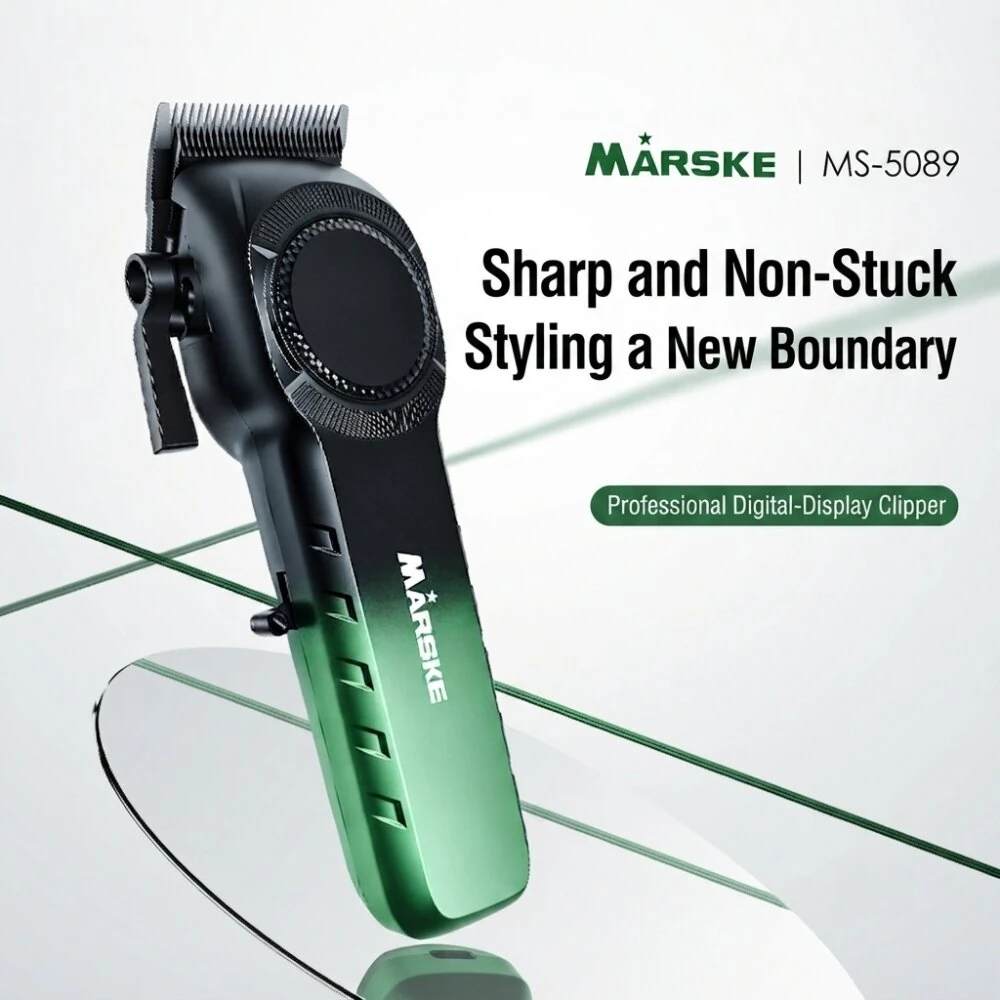 MARSKE MS-5089 Professional Hair Clipper 7000RPM High Speed 180 Mins Runtime 4 Gears Lever Adjustable 2000mAh Long Battery Rechargeable Hair Trimmer with LED Digital Display for Home Salon Use — view 5