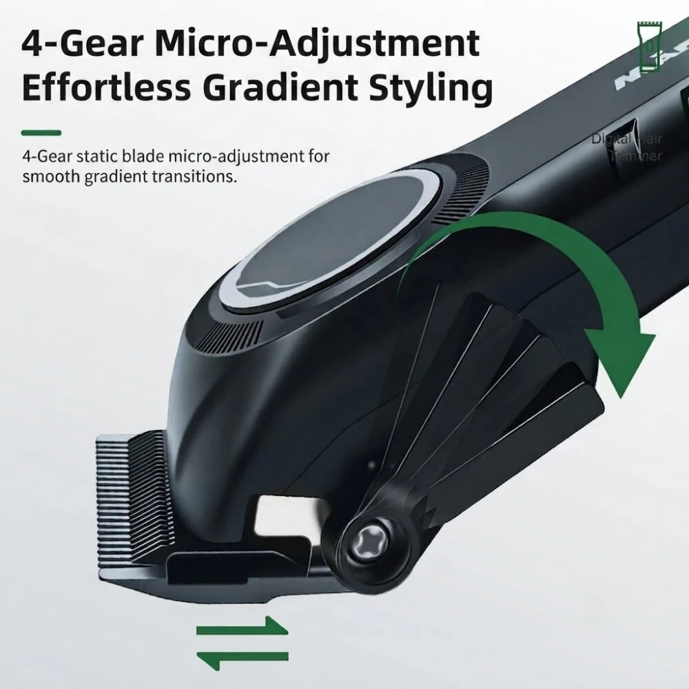 MARSKE MS-5089 Professional Hair Clipper 7000RPM High Speed 180 Mins Runtime 4 Gears Lever Adjustable 2000mAh Long Battery Rechargeable Hair Trimmer with LED Digital Display for Home Salon Use — view 7