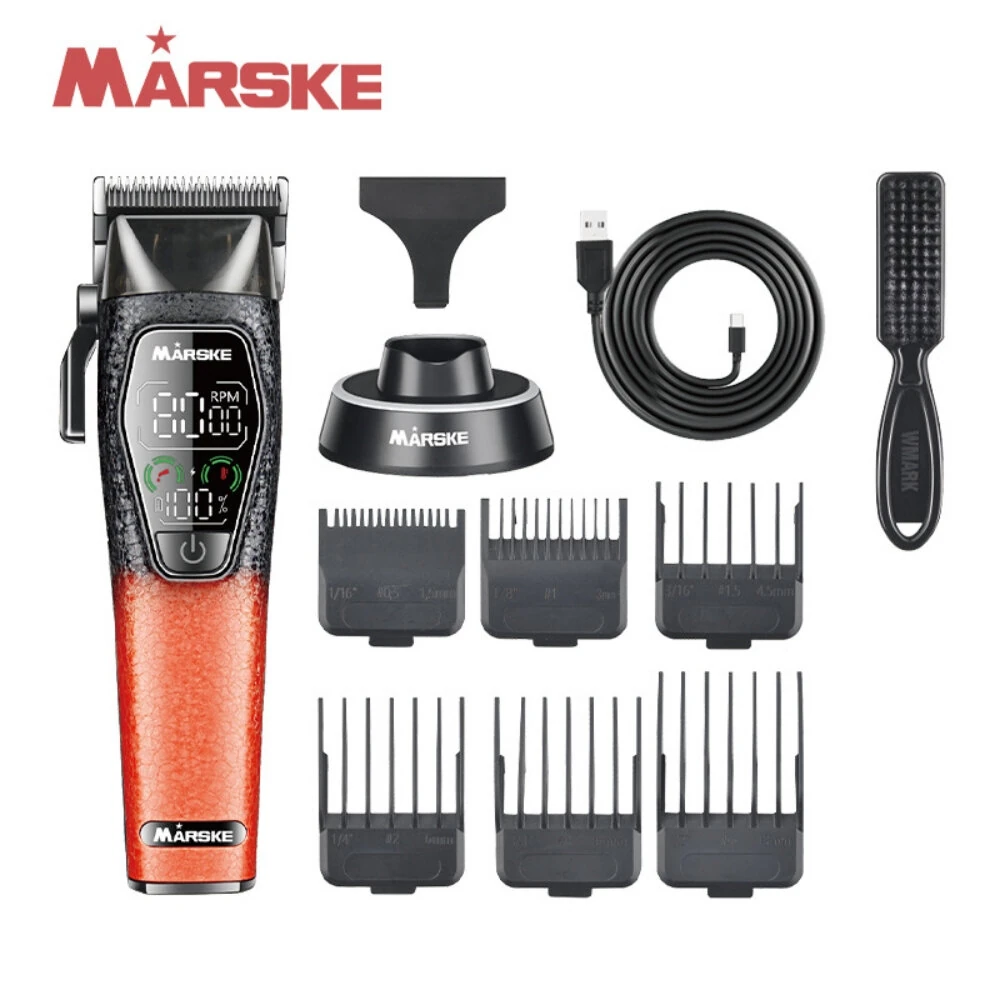 MARSKE MS-5090 Electric Hair Clipper 8000RPM High Speed Blades Adjustable 4000mAh Long Battery 36dB Low Noise Professional Trimmer Grooming Kit with LED Display for Home Salon Use — view 2