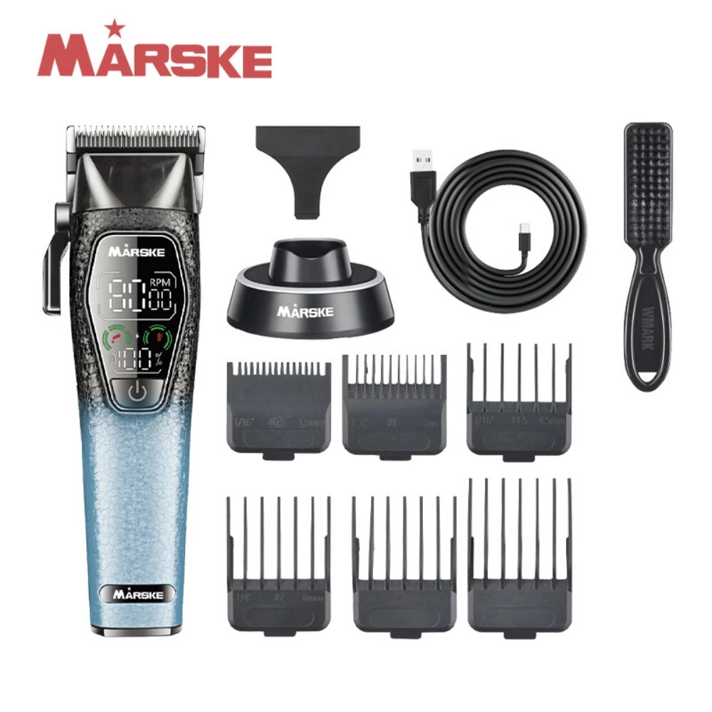 MARSKE MS-5090 Electric Hair Clipper 8000RPM High Speed Blades Adjustable 4000mAh Long Battery 36dB Low Noise Professional Trimmer Grooming Kit with LED Display for Home Salon Use — view 3