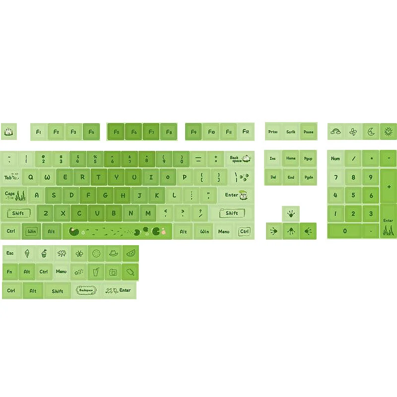 Matcha Mint Green Mechanical Keyboard XDA Profile Keycap Set 127-key PBT Sublimation Customed Keycaps Suitable for 61 68 84 87 96 108 980 Mechanical Keyboards — ymdk
