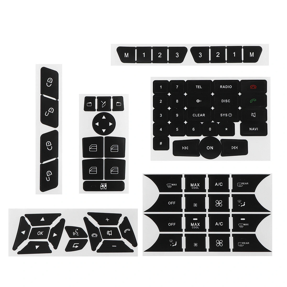 Matte Black Button Repair Decals Car Stickers For Mercedes-Benz GLK350 C Class CLS C218 SLK W172 W204 W212 W218 W207 — image 1