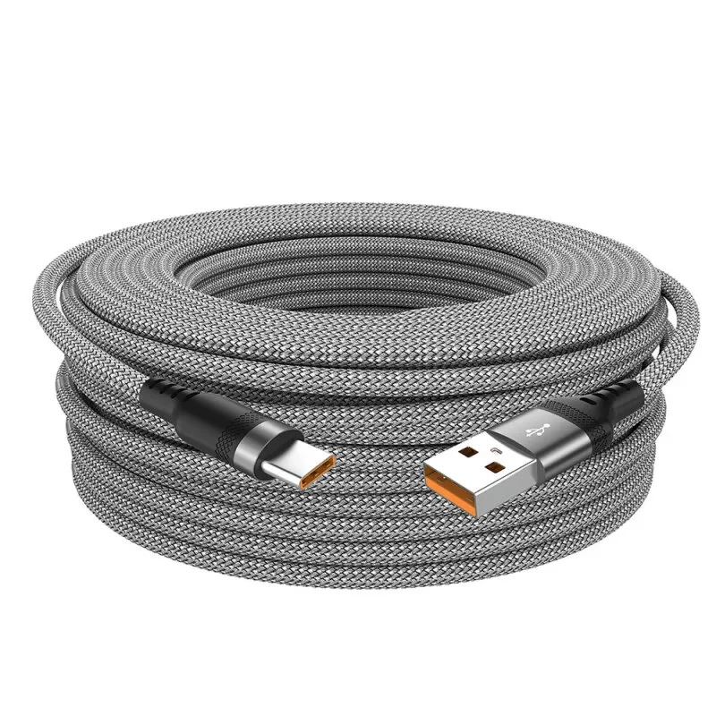 MC-S017 6A USB-A to Type-C Braided Extension Cable Fast Charging Data Transmission Copper Core Line 1M/1.5M/2M/3M/5M/8M Long for iPhone 15 15 Plus for Huawei Pura 70 Ultra for Xiaomi Civi 4 Pro for Samsung Galaxy S24 — Pricio