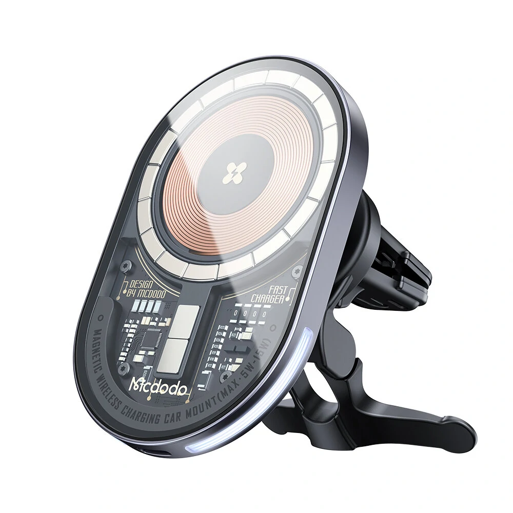 Mcdodo 15W Magnetic Wireless Charger Car Mount PD3.0 QC3.0 Fast Charging Transparent 360° Rotation Breathing Light — view 11