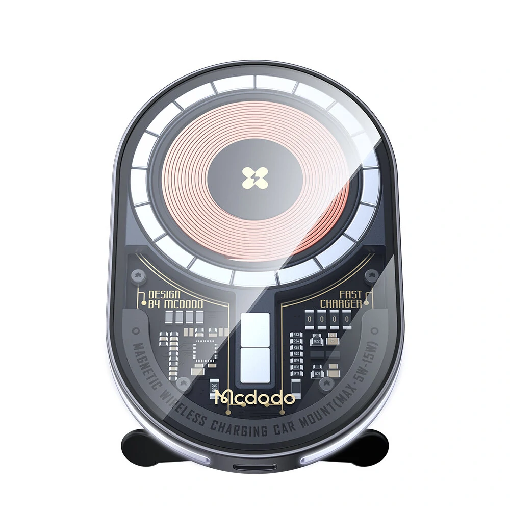 Mcdodo 15W Magnetic Wireless Charger Car Mount PD3.0 QC3.0 Fast Charging Transparent 360° Rotation Breathing Light — view 7