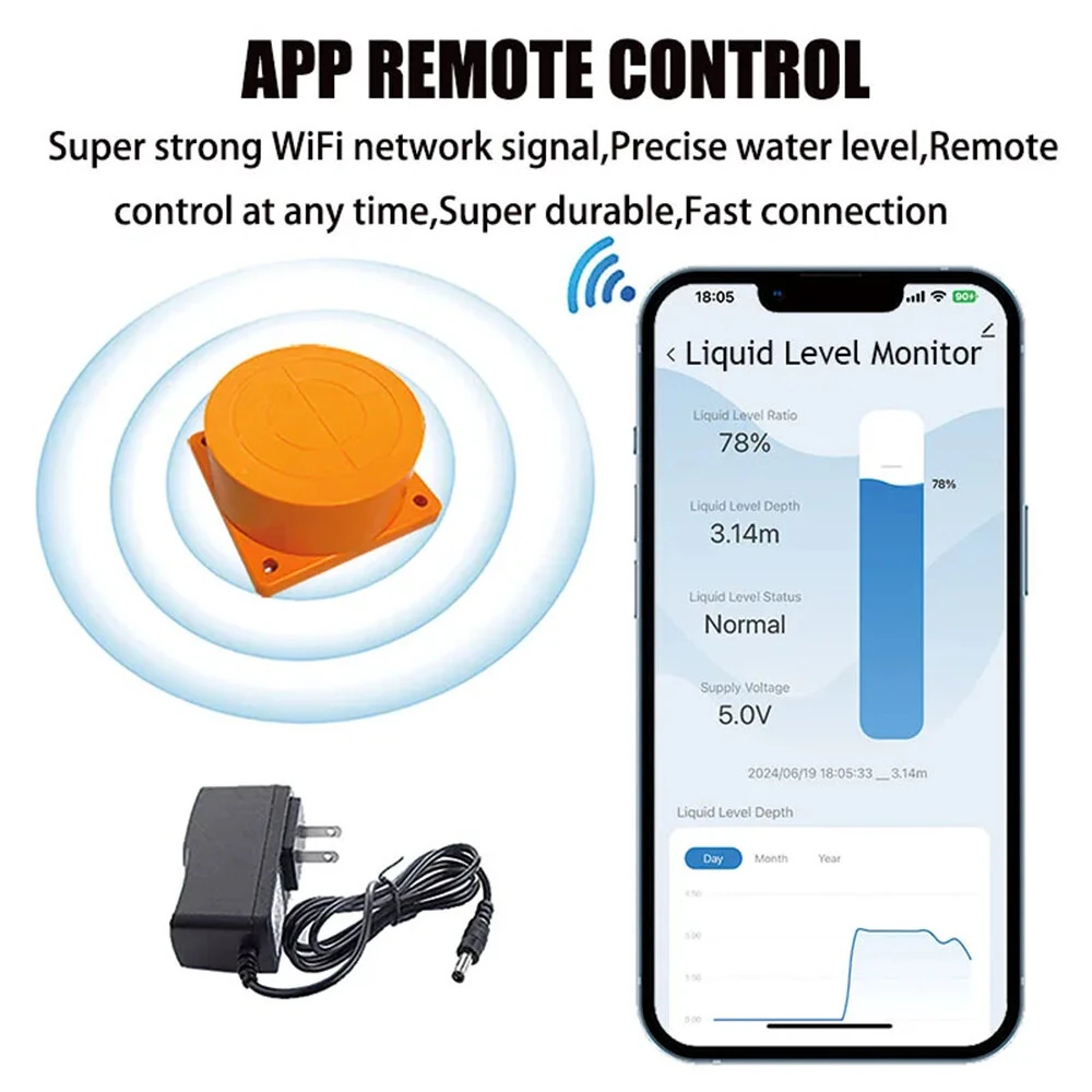 ME201W Tuya APP Ultrasonic Liquid Level Sensor Wi-Fi Remote Monitoring for Water Fuel Diesel Oil Easy Installation Low Maintenance — view 3