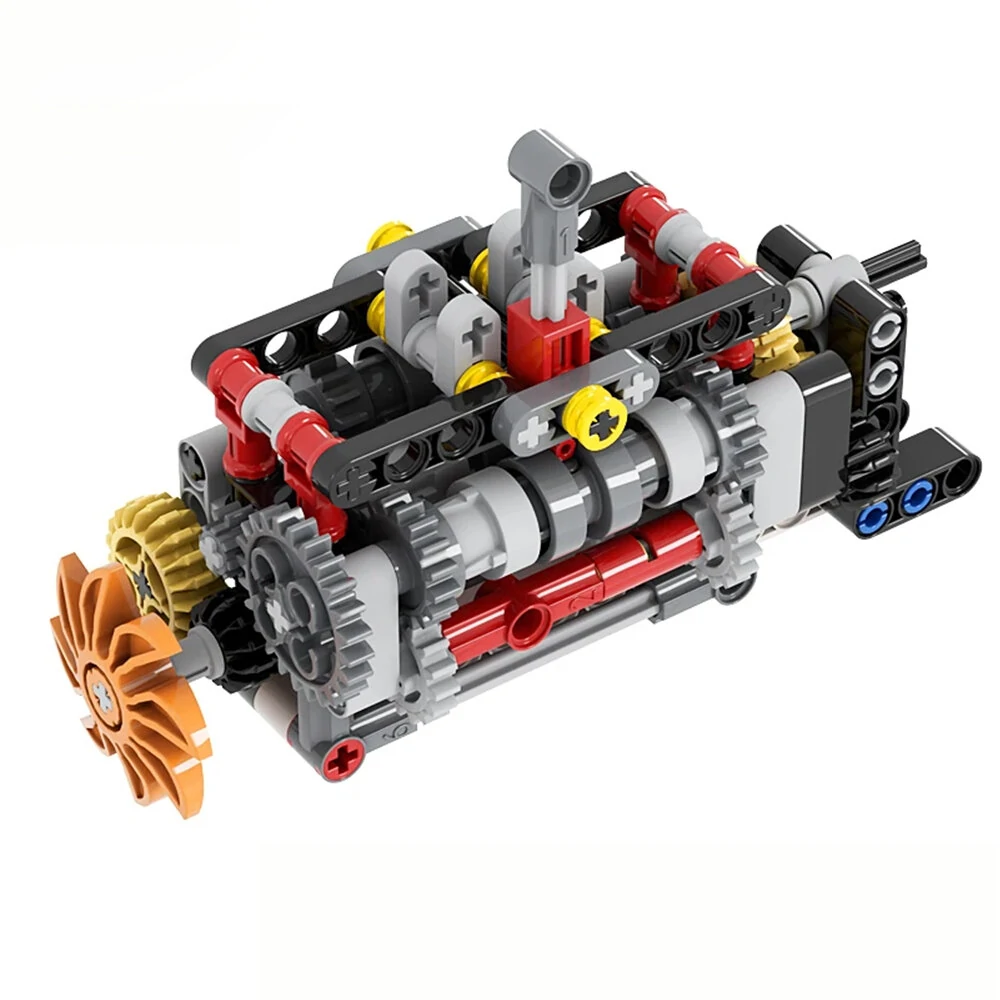 Mechanical Group V16 Cylinder Engine matched 6 Speed Gearbox MOC Building Bricks Parts Pack Blocks Model DIY Education Toys Gift — view 3