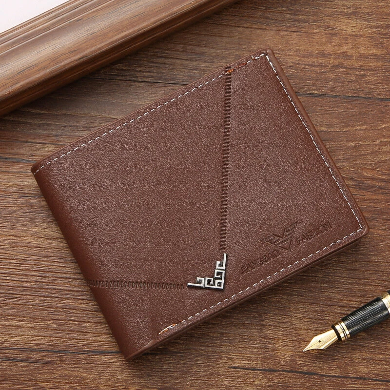 Men Casual PU Leather Short Wallets Multiple-card Slots Card Case for Men Bifold Purse Business ID Card Holder Slim Money Clip — view 6