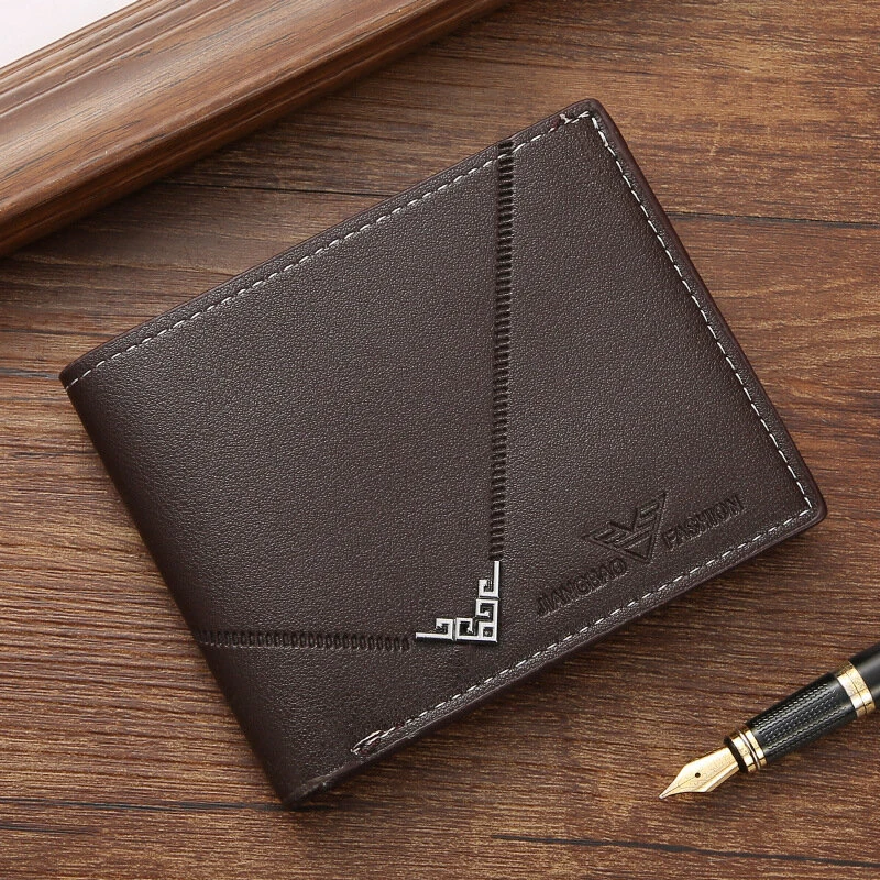 Men Casual PU Leather Short Wallets Multiple-card Slots Card Case for Men Bifold Purse Business ID Card Holder Slim Money Clip — view 7