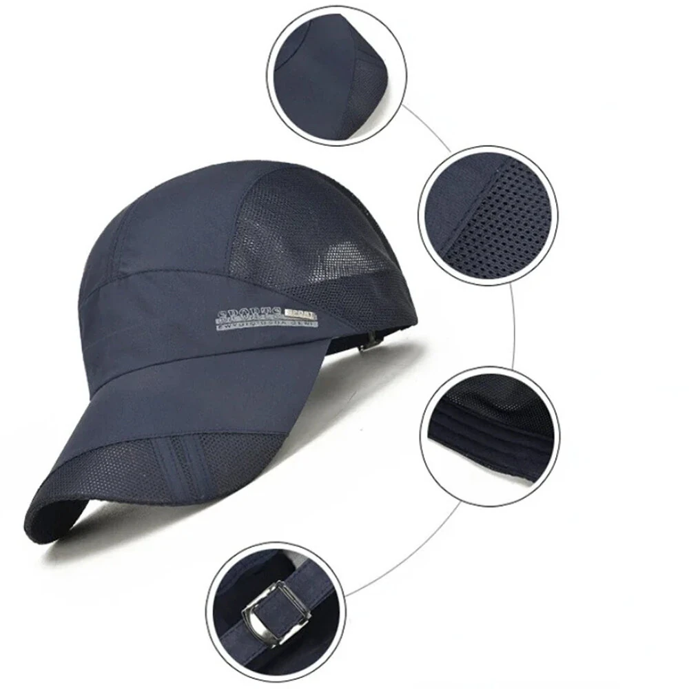 Men Lightweight Quick Dry Breathable Baseball Cap Cool Mesh Outdoor Sports Sun Protection Duckbill Cap for Summer Running Fishing Riding Travel — view 5