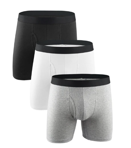 Men's 3-Pack Cotton Boxer Briefs with Comfortable Flex Waistband Breathable Solid Color Panties Boxershorts Comfy Open Front Crotch Underwear Male Sports Underpants Shorts — view 2