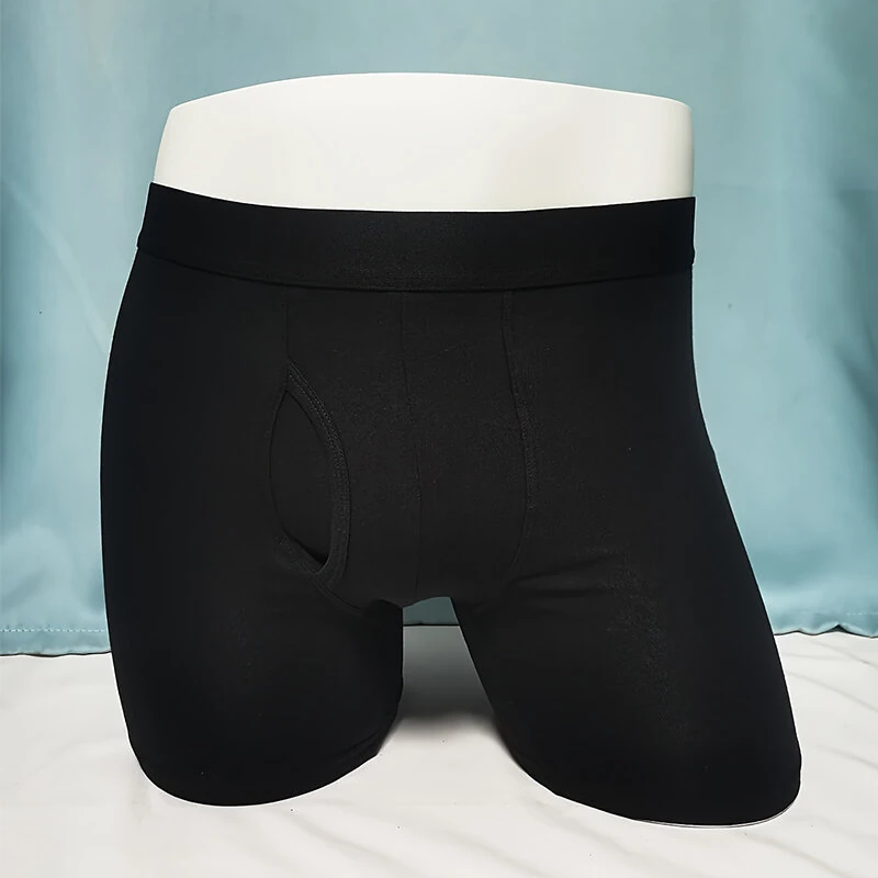 Men's 3-Pack Cotton Boxer Briefs with Comfortable Flex Waistband Breathable Solid Color Panties Boxershorts Comfy Open Front Crotch Underwear Male Sports Underpants Shorts — view 6