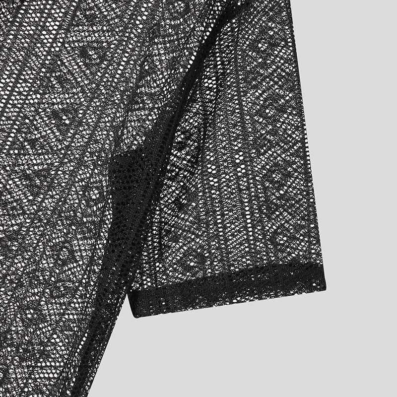 Men's Hollow Lace Loose Shirts — view 8