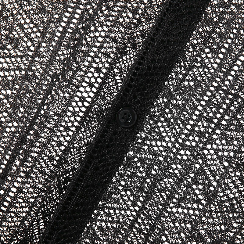Men's Hollow Lace Loose Shirts — view 9