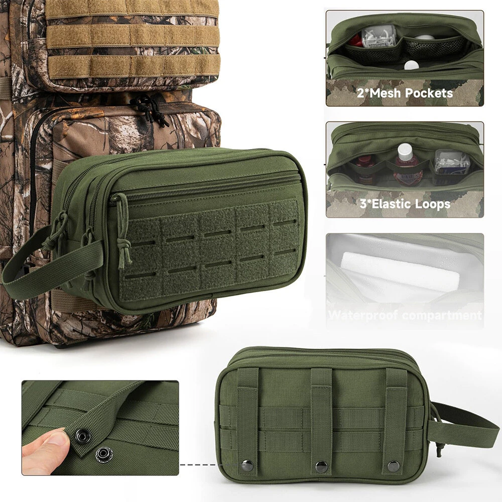 Men's Multifunctional Toiletry Bag Waterproof Compartment EDC Tool Storage Bag Skin Care Shaving Hygienic Organizer for Outdoor Travel Adventures — view 2
