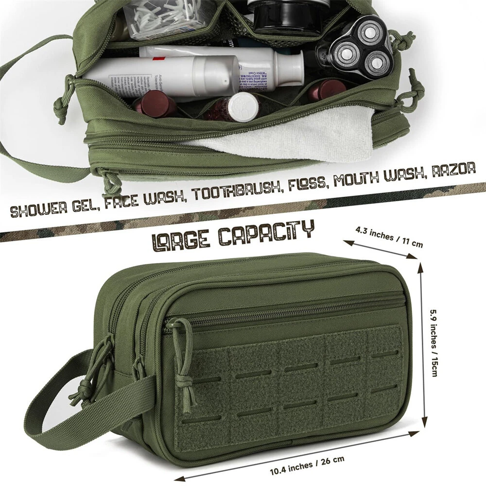 Men's Multifunctional Toiletry Bag Waterproof Compartment EDC Tool Storage Bag Skin Care Shaving Hygienic Organizer for Outdoor Travel Adventures — view 5