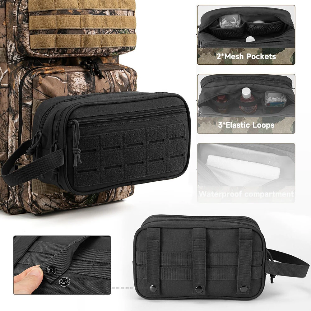Men's Multifunctional Toiletry Bag Waterproof Compartment EDC Tool Storage Bag Skin Care Shaving Hygienic Organizer for Outdoor Travel Adventures — view 7