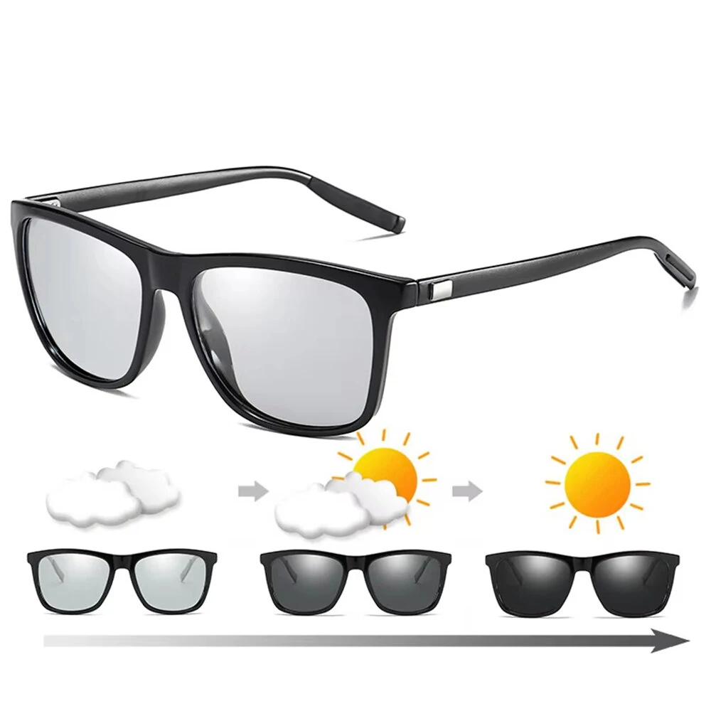 Men's Photochromic Sunglasses Classic Square UV400 Polarized Outdoor Cycling Sun Glasses — image 1