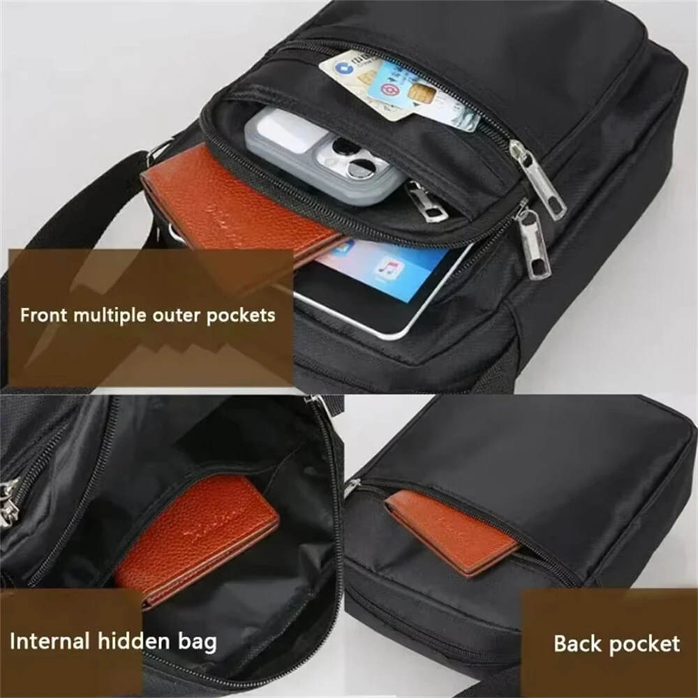 Men's Portable Business Casual Crossbody Bag Multi-compartment Lightweight Waterproof Nylon Shoulder Bag for Travel Daily Use — view 4