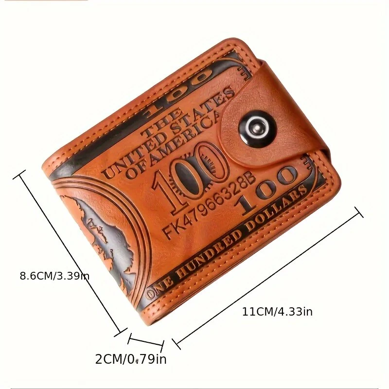 Men's PU Leather Wallet With Fashion Embossed Dollar Design, Business Casual Card Holder Case Coin Purse for Men Bifold Buckle Multi-card Wallet — view 10