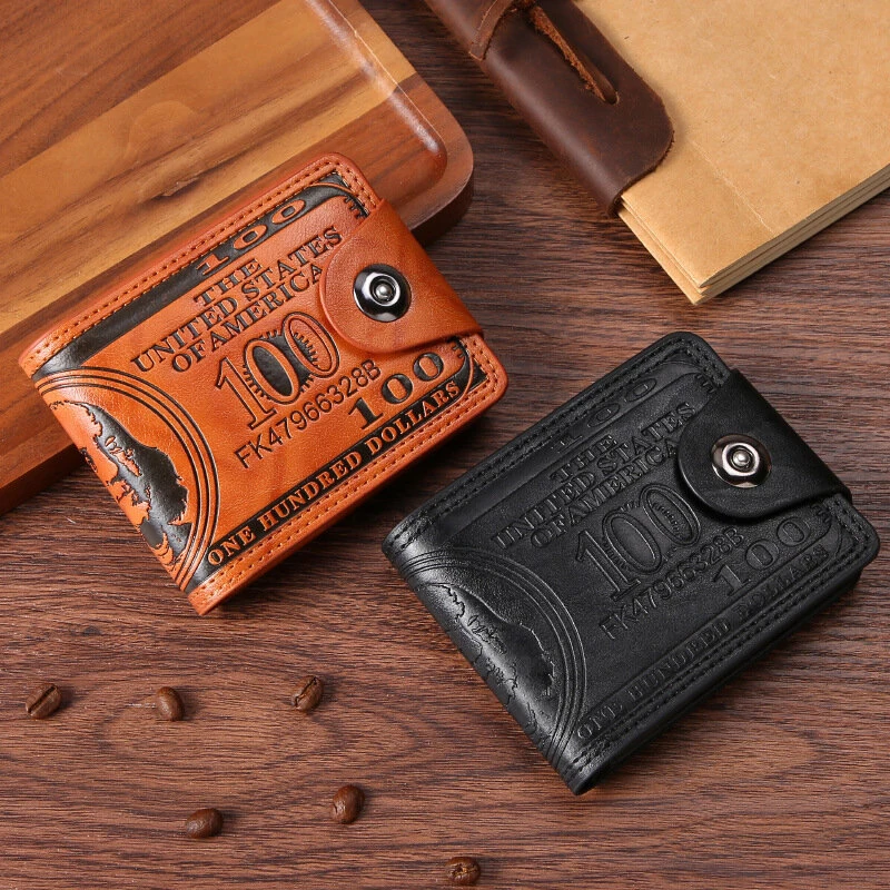 Men's PU Leather Wallet With Fashion Embossed Dollar Design, Business Casual Card Holder Case Coin Purse for Men Bifold Buckle Multi-card Wallet — view 11