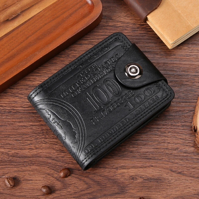 Men's PU Leather Wallet With Fashion Embossed Dollar Design, Business Casual Card Holder Case Coin Purse for Men Bifold Buckle Multi-card Wallet — view 2