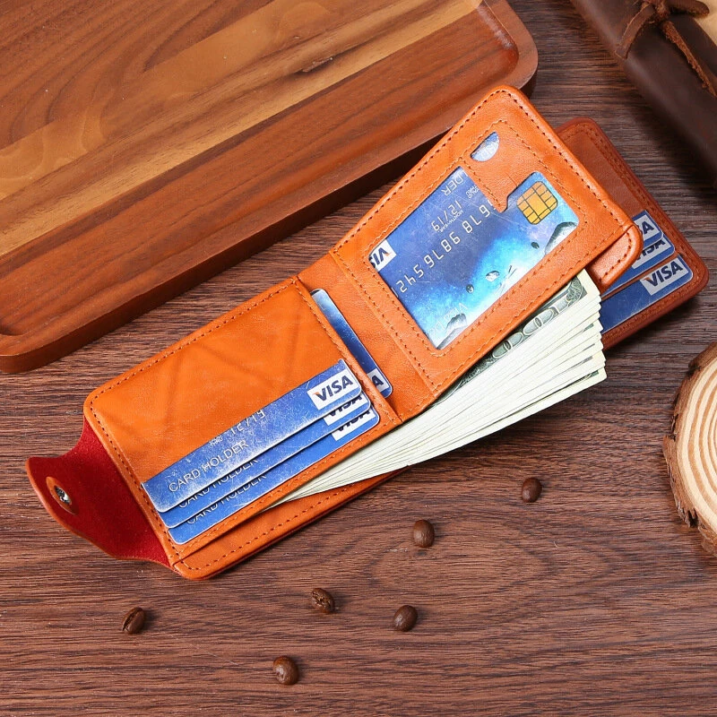Men's PU Leather Wallet With Fashion Embossed Dollar Design, Business Casual Card Holder Case Coin Purse for Men Bifold Buckle Multi-card Wallet — view 6