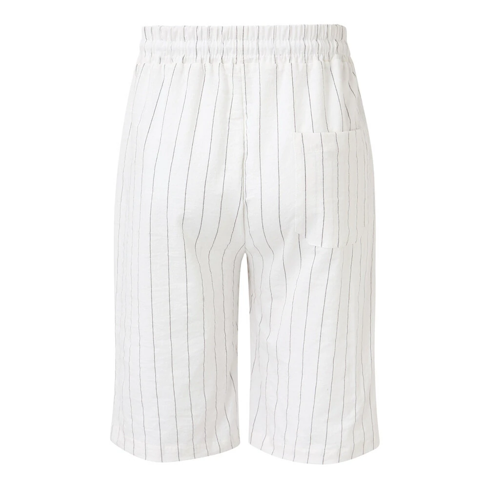Men's Quick Dry Cotton Linen Shorts Summer Breathable Stripe Casual Gym Running Cargo Pocket Beach Five-point Pants Lightweight Comfortable — view 5