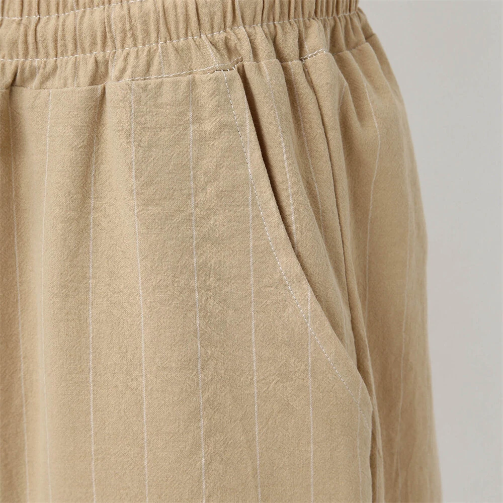 Men's Quick Dry Cotton Linen Shorts Summer Breathable Stripe Casual Gym Running Cargo Pocket Beach Five-point Pants Lightweight Comfortable — view 9