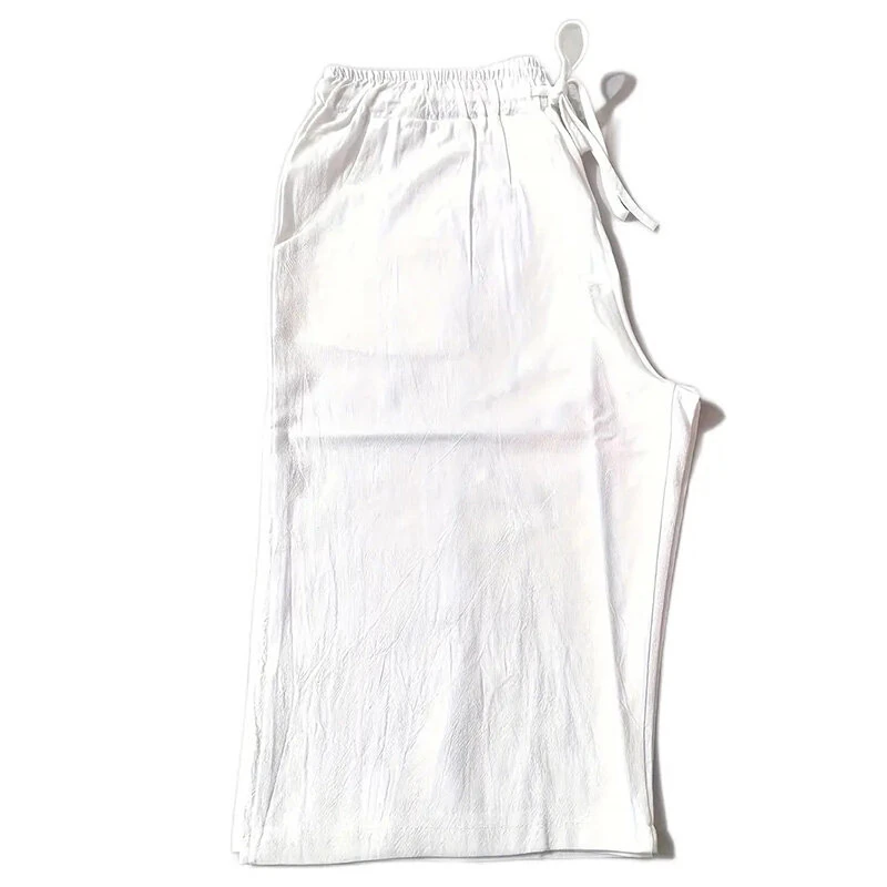 Men's Quick Dry Cotton Linen Shorts Summer Breathable Stripe Gym Running Pocket Cargo Beach Casual Five-point Pants Lightweight Comfortable — view 3
