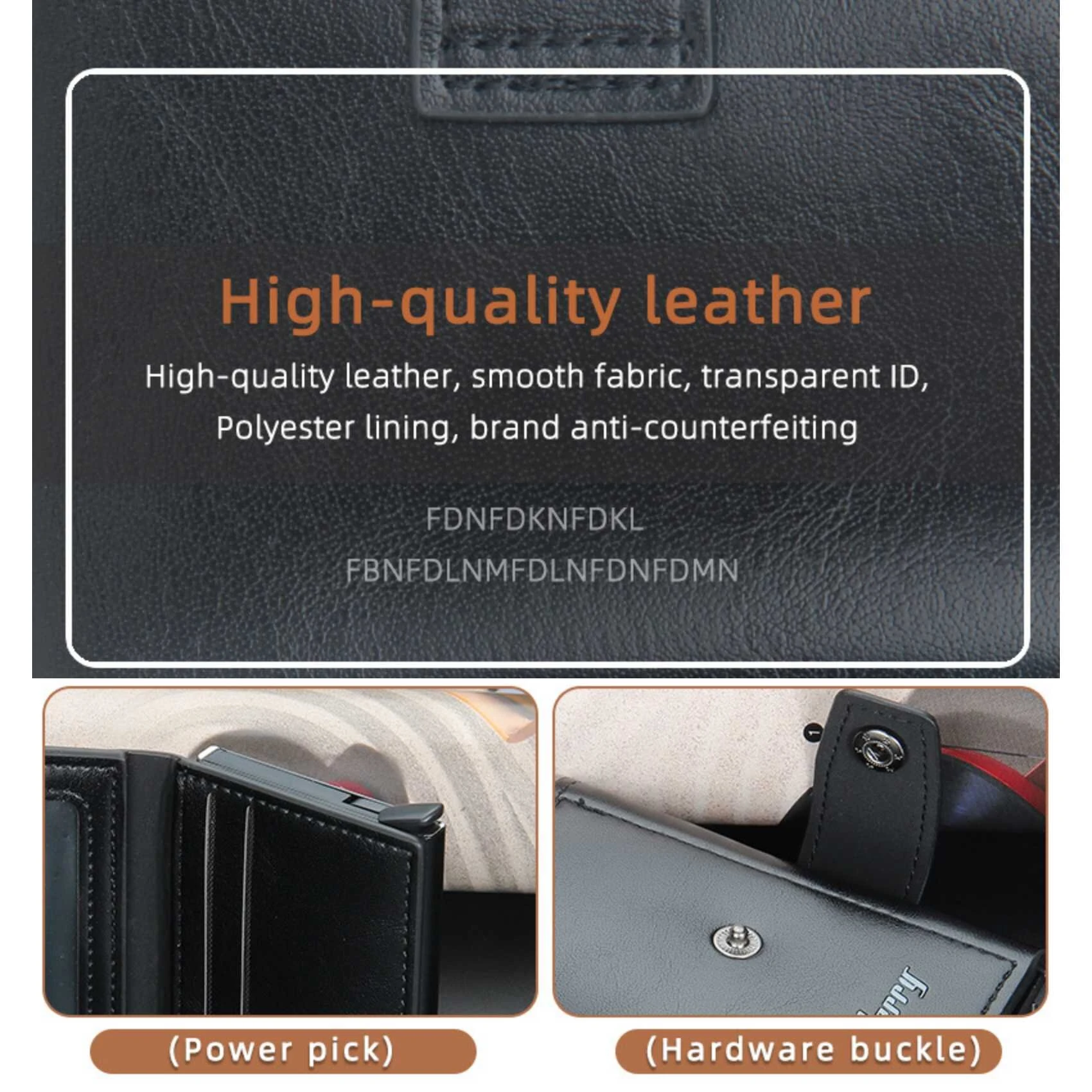 Men's RFID Blocking Trifold Auto Pοp-up Cards Holder Aluminum Box Men Buckle Coin Purse Money Clip — view 5