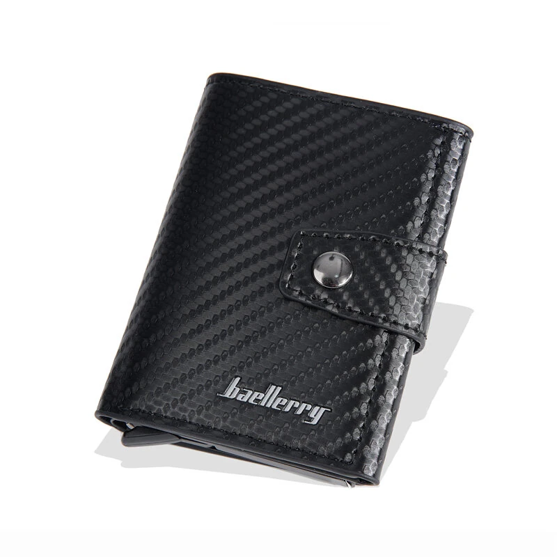 Men's RFID Blocking Trifold Auto Pοp-up Cards Holder Aluminum Box Men Buckle Coin Purse Money Clip — view 8