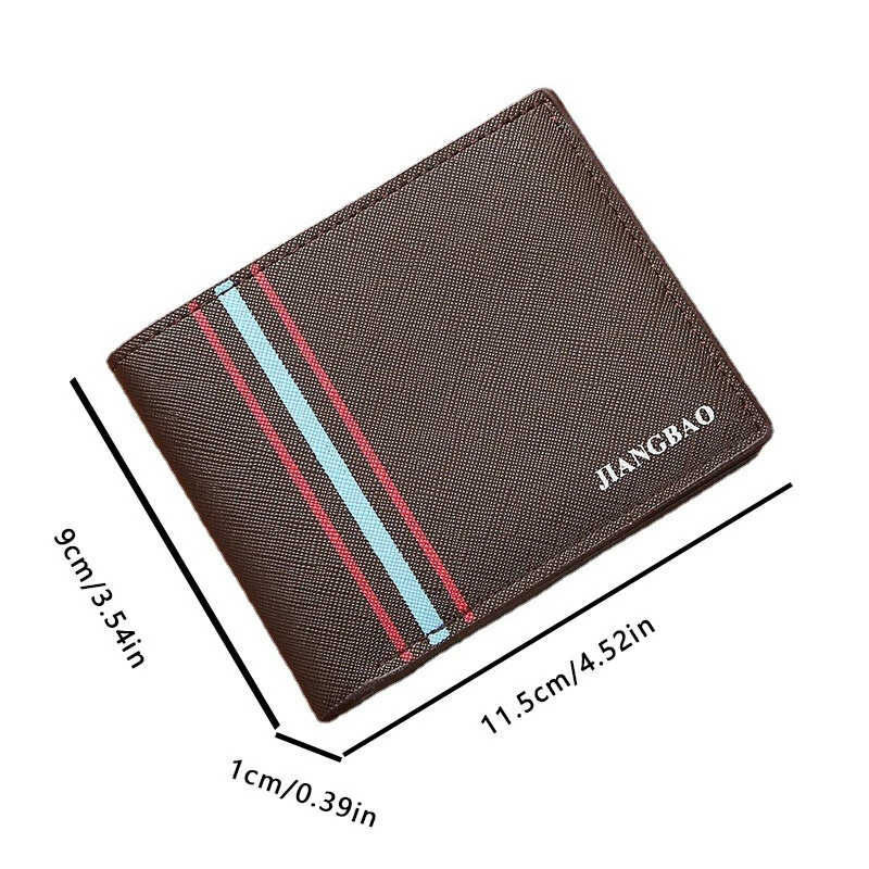 Men's Short Thin Wallet Soft Leather Multi-Card Slots Coin Purse Cross Pattern Horizontal Stitch Large Capacity Fashion Wallet — view 4