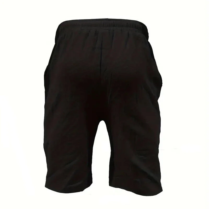 Men's Summer Cotton Linen Shorts Breathable Solid Black Drawstring Plus Size Beach Shorts Lightweight Casual Short Pants for Men Comfortable — view 5