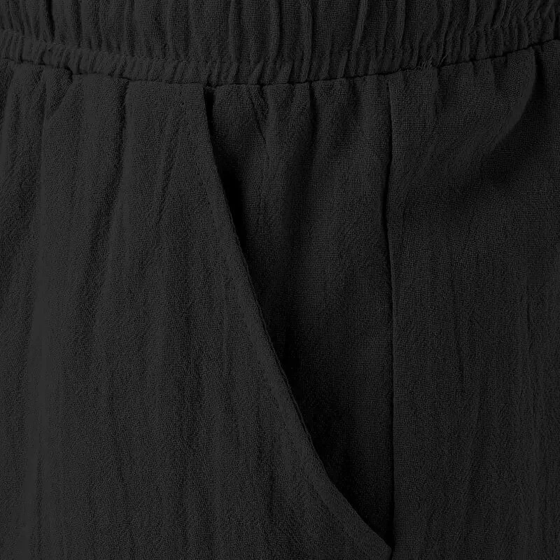 Men's Summer Cotton Linen Shorts Breathable Solid Black Drawstring Plus Size Beach Shorts Lightweight Casual Short Pants for Men Comfortable — view 8