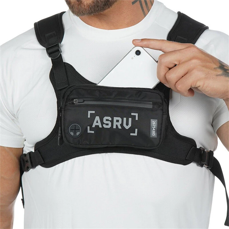 Men's Tactical Chest Bag Outdoor Gym Vest Reflective Safety Waterproof Cycling Pack Multi-function Male Phone Case Casual Sports Bag — view 2
