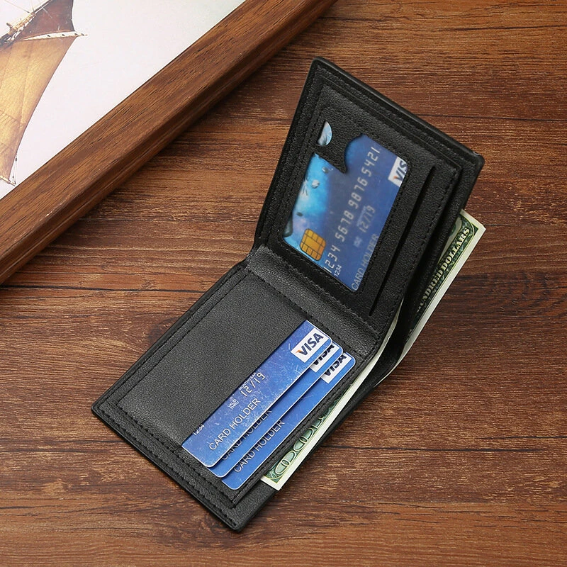 Men Short Wallet Business Casual Soft Leather Wallet Classic Retro Horizontal Wallet Large Capacity Fashion Purse With Card Slot — view 3