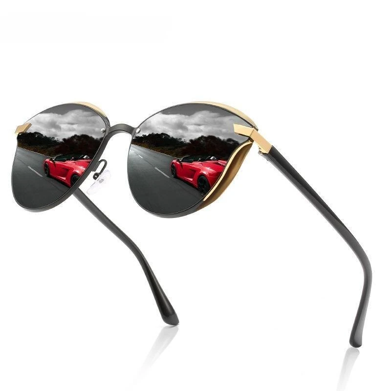 Mens Polarized Sunglasses Luxury Fashion Cat Eye Retro metal Colorful Lens Oculos UV400 Sun Glasses — image 1