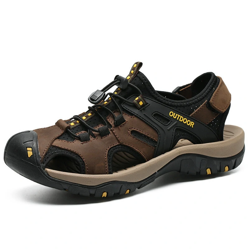 Men's Sandals Genuine Leather Summer Shoes Retro Outudoor Man Sandalias Vintage Fashion Men Shoe Trekking Beach Footwear — view 4