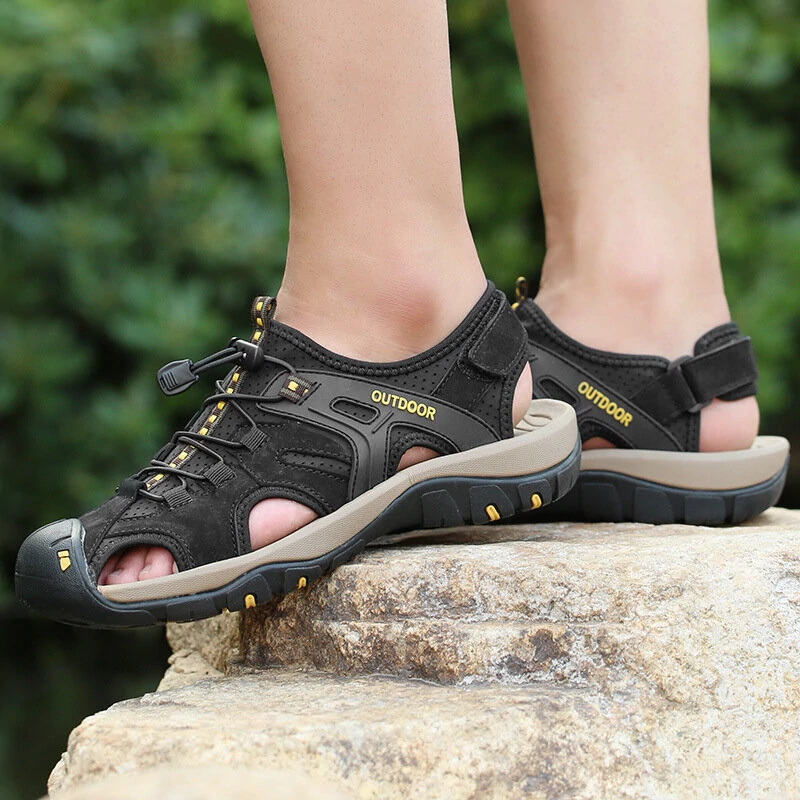 Men's Sandals Genuine Leather Summer Shoes Retro Outudoor Man Sandalias Vintage Fashion Men Shoe Trekking Beach Footwear — view 7