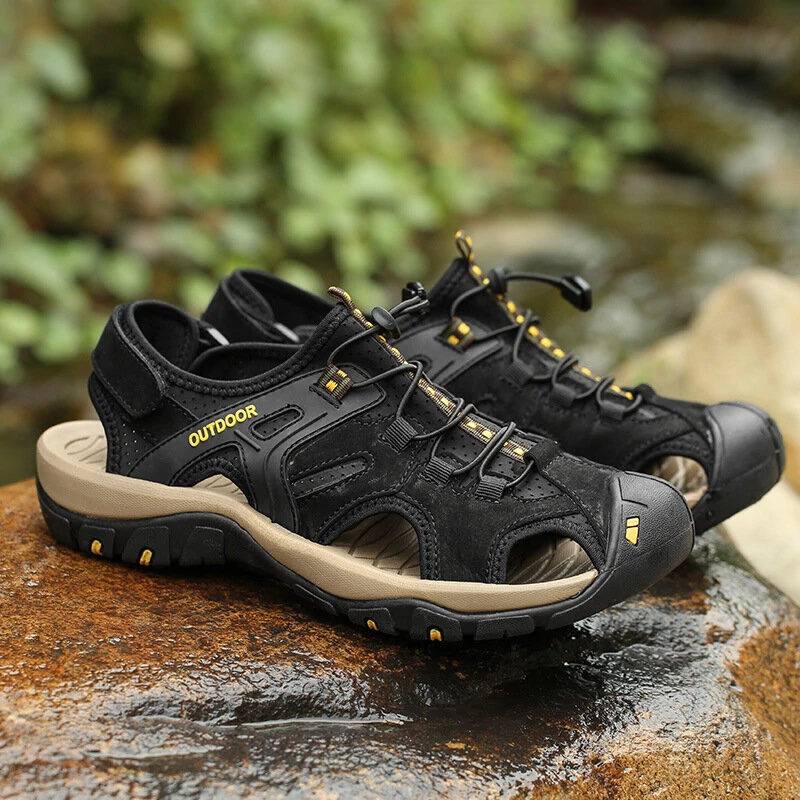 Men's Sandals Genuine Leather Summer Shoes Retro Outudoor Man Sandalias Vintage Fashion Men Shoe Trekking Beach Footwear — view 8