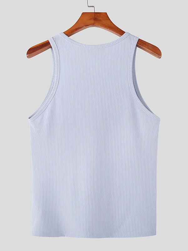 Mens Solid Crew Neck Rib-Knit Sleeveless Tank Top — view 7