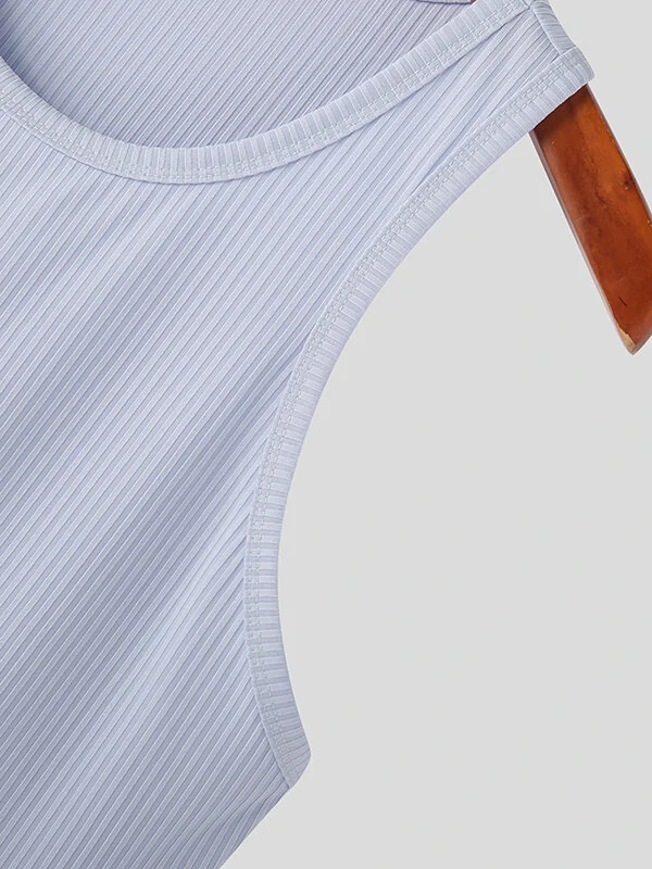 Mens Solid Crew Neck Rib-Knit Sleeveless Tank Top — view 9