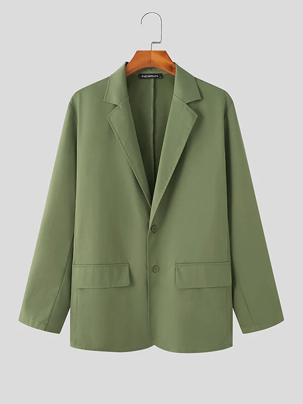 Mens Solid Lapel Blazer Casual Two Pieces Outfits — view 7
