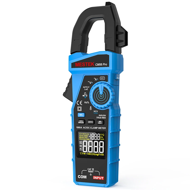 MESTEK CM88 Pro Clamp Meter 6000 Counts True RMS 1000A AC/DC Current Meter 1000V DC Voltage Multimeter Electrical Tester
