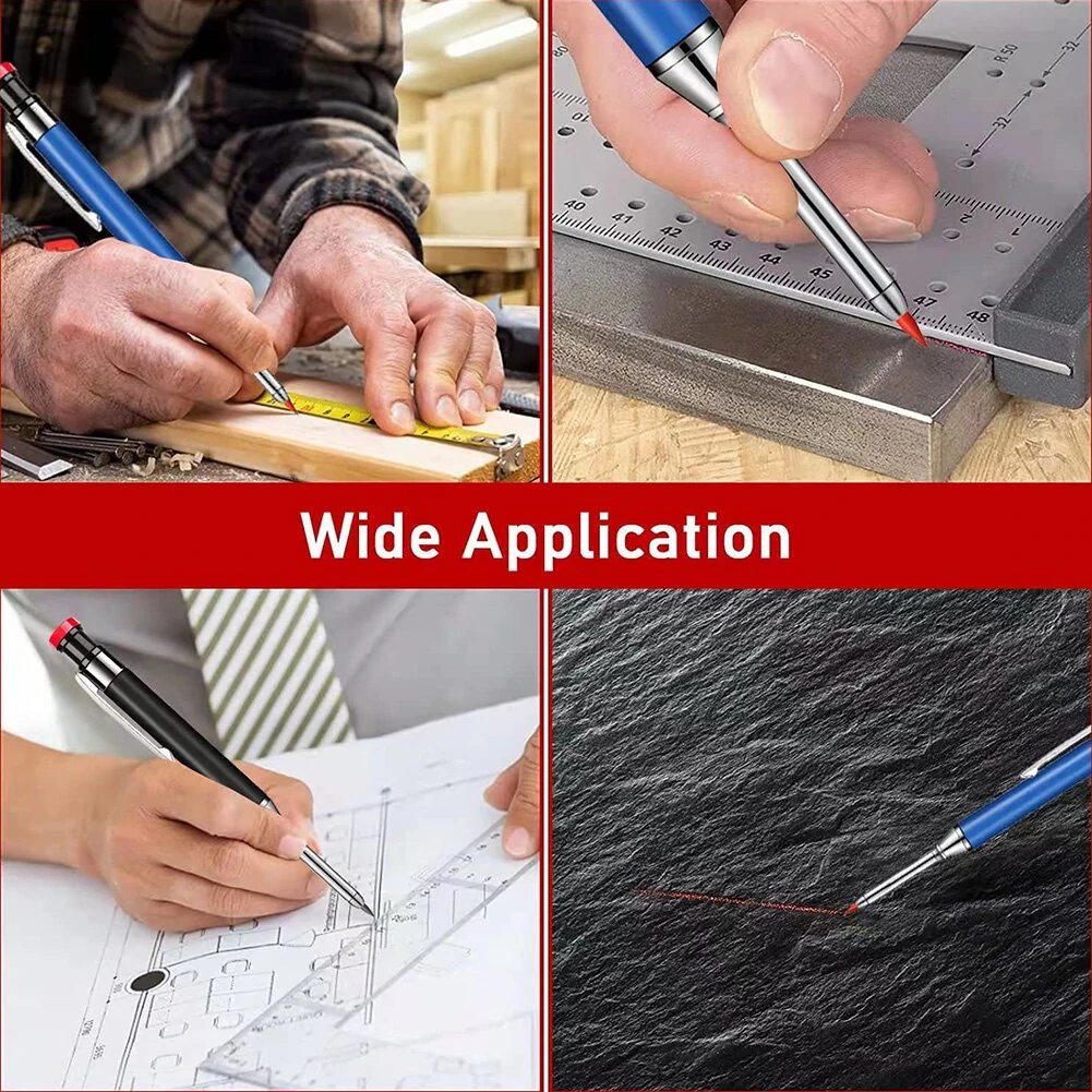 Metal Solid Carpenter Pencil Set For Deep Hole Marker With Refill Leads Marking Tool Woodworking Deep Hole Mechanical Pencils — view 6