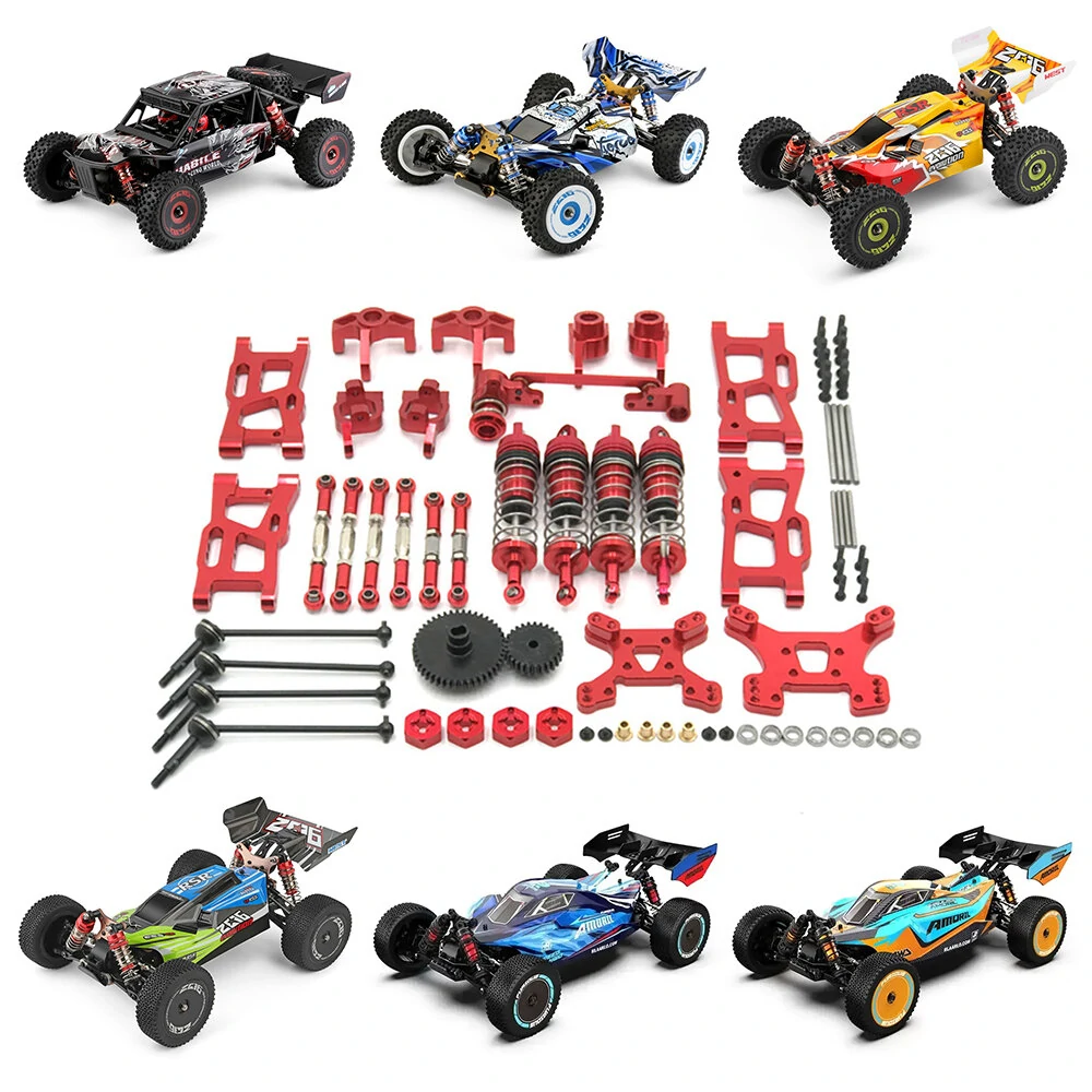 Metal Upgrade Parts WLtoys 144001 144010 124017 124019 Rlaarlo 1/14 1/12 AM X12 RC Car Shock Tower Arm Rod Kits — image 1