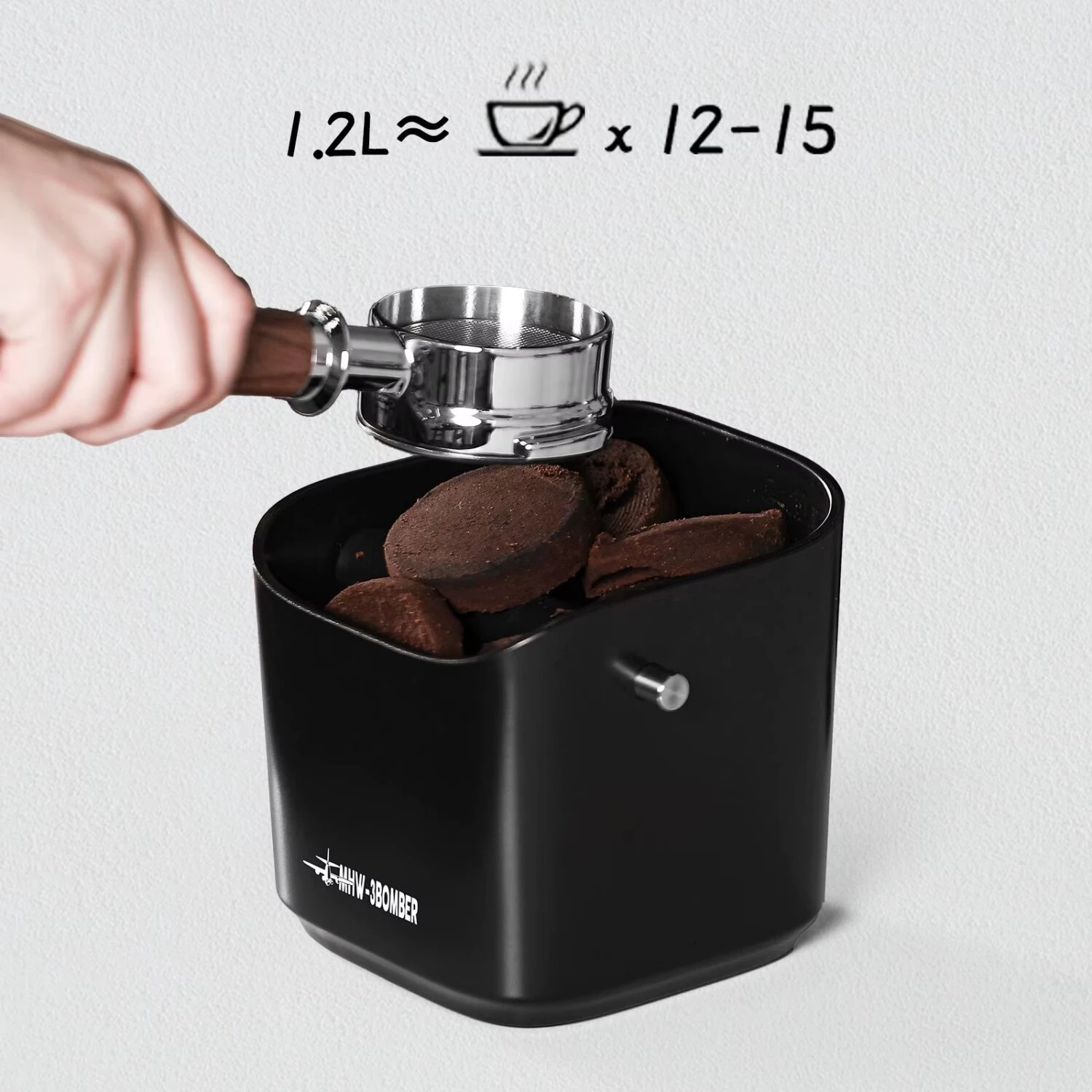 MHW-3BOMBER Coffee Espresso Square Knock Box 1200ML Large Capacity Coffee Waste Bin Espresso Puck Bin Espresso Grounds Bin for Home Kitchen — view 2