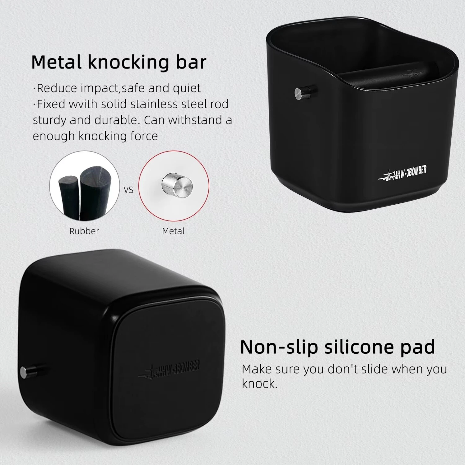 MHW-3BOMBER Coffee Espresso Square Knock Box 1200ML Large Capacity Coffee Waste Bin Espresso Puck Bin Espresso Grounds Bin for Home Kitchen — view 3